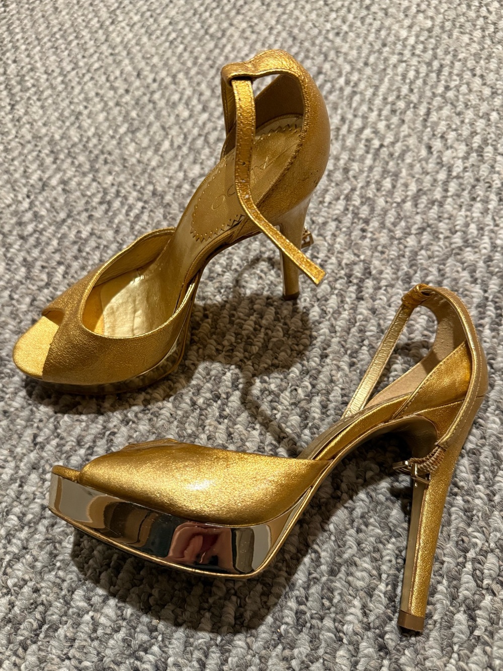 Aldo gold heel with mirrored detail